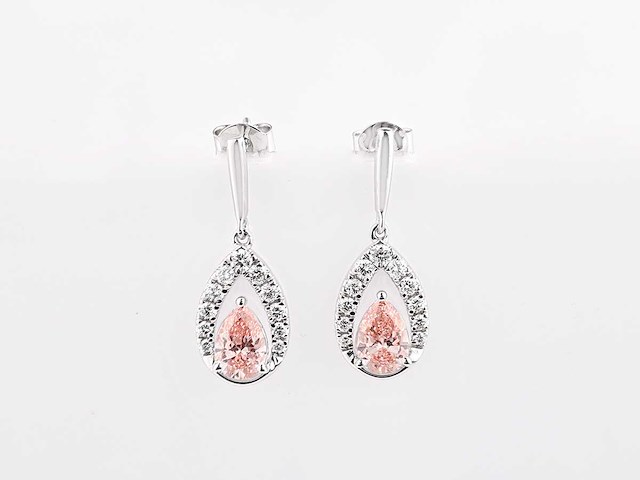 14 kt witgouden oorbel met 1,90 ct in het laboratorium gekweekte diamant - afbeelding 2 van  7