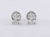 14 kt witgouden oorbel met 2,0 ct ovaal geslepen lab gekweekte diamant - afbeelding 1 van  6