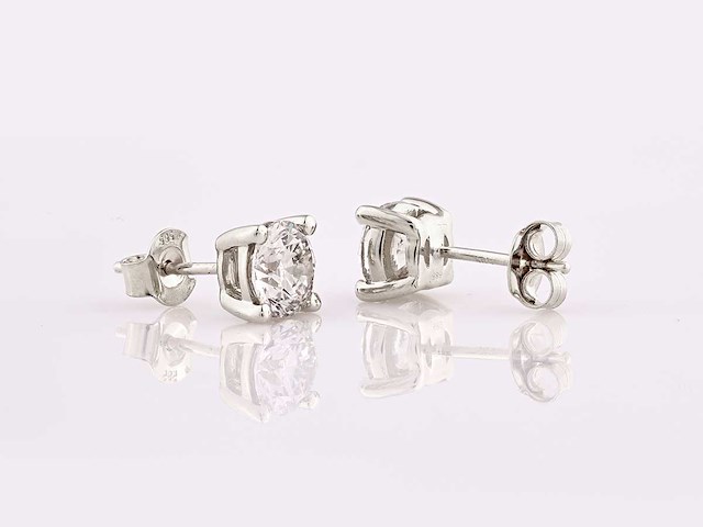 14 kt witgouden oorbel met 2,09 cent laboratoriumgekweekte diamant - afbeelding 5 van  7