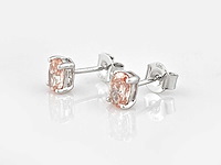 14 kt witgouden oorbellen met 1.00cts roze fancy gekleurde lab gekweekte diamant - afbeelding 3 van  8