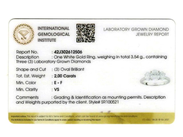 14 kt witgouden ring met 2,0 ct lab gekweekte diamant (maat -eu-54) - afbeelding 1 van  9