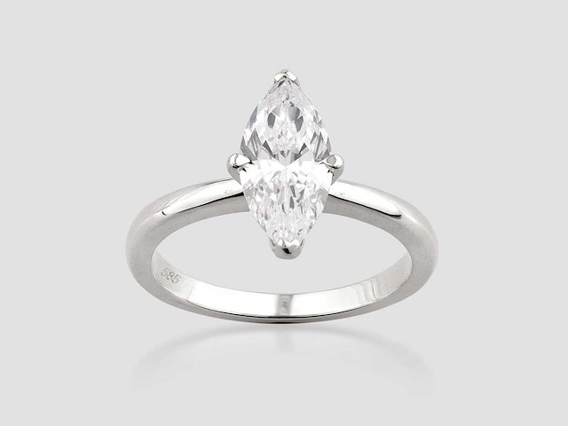 14 kt witgouden ring met 2.01cts lab grown diamond - afbeelding 1 van  7