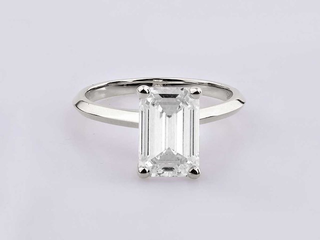 14 kt witgouden ring met 3,0 ct smaragd geslepen lab grown diamant (maat-eu-54) - afbeelding 2 van  8