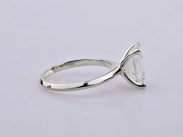 14 kt witgouden ring met 3,0 ct smaragd geslepen lab grown diamant (maat-eu-54) - afbeelding 4 van  8
