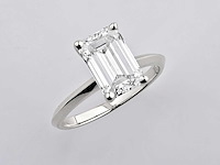 14 kt witgouden ring met 3,0 ct smaragd geslepen lab grown diamant (maat-eu-54) - afbeelding 8 van  8