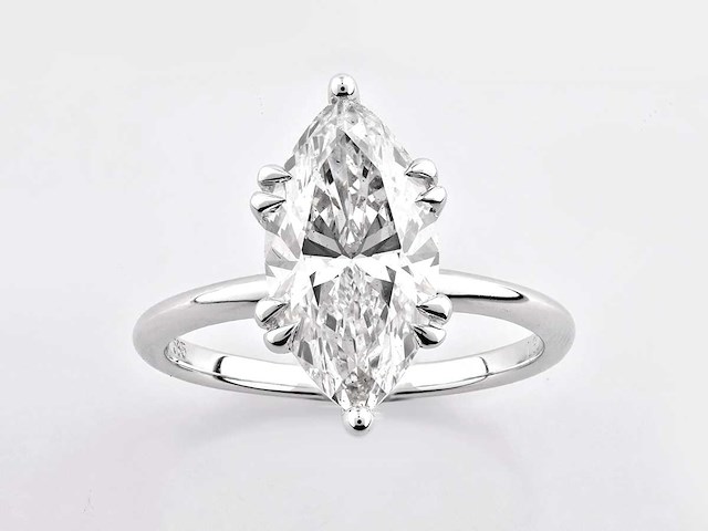 14 kt witgouden ring met 3.09 cts lab grown diamond (maat-eu-54) - afbeelding 3 van  10
