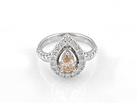 14 kt witgouden ring met in het laboratorium gekweekte diamant (maat -eu-54) - afbeelding 1 van  8