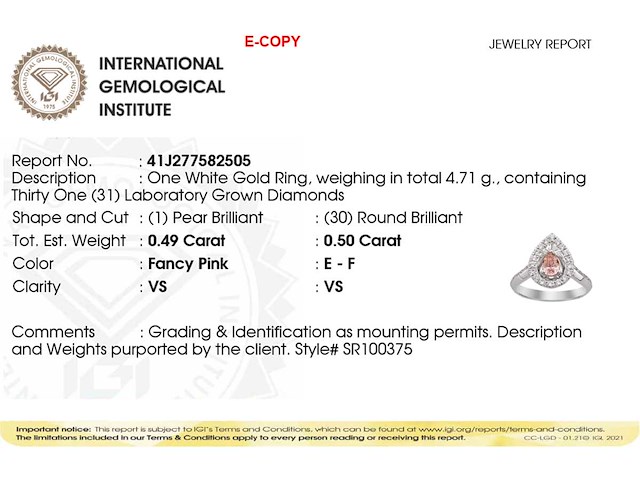 14 kt witgouden ring met in het laboratorium gekweekte diamant (maat -eu-54) - afbeelding 2 van  8