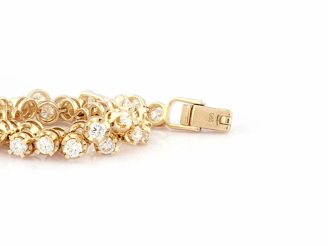 14 kt yellow gold bracelet with 4.09cts lab grown diamonds - afbeelding 6 van  9