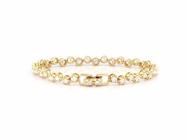 14 kt yellow gold bracelet with 4.09cts lab grown diamonds - afbeelding 7 van  9