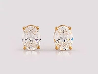 14 kt yellow gold earrings with 4.24cts lab grown diamond - afbeelding 2 van  8