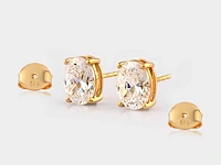 14 kt yellow gold earrings with 4.24cts lab grown diamond - afbeelding 3 van  8