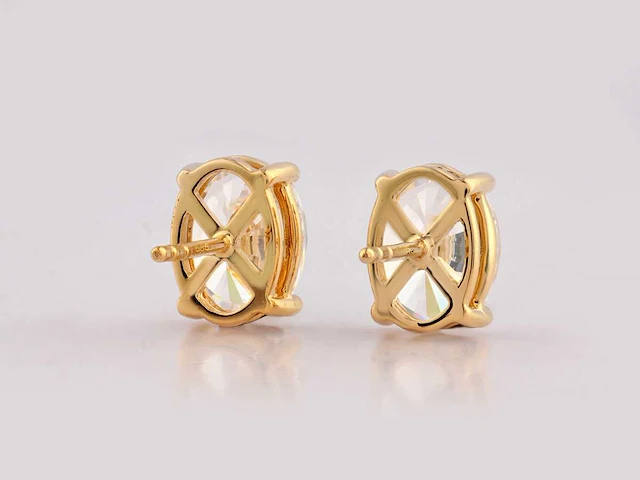 14 kt yellow gold earrings with 4.24cts lab grown diamond - afbeelding 6 van  8