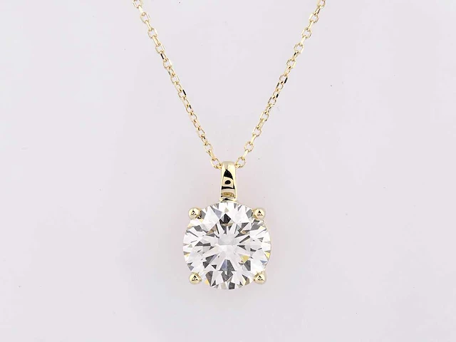 14 kt yellow gold pendant with 2 cts lab grown diamond - afbeelding 1 van  8