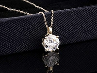 14 kt yellow gold pendant with 2 cts lab grown diamond - afbeelding 6 van  8