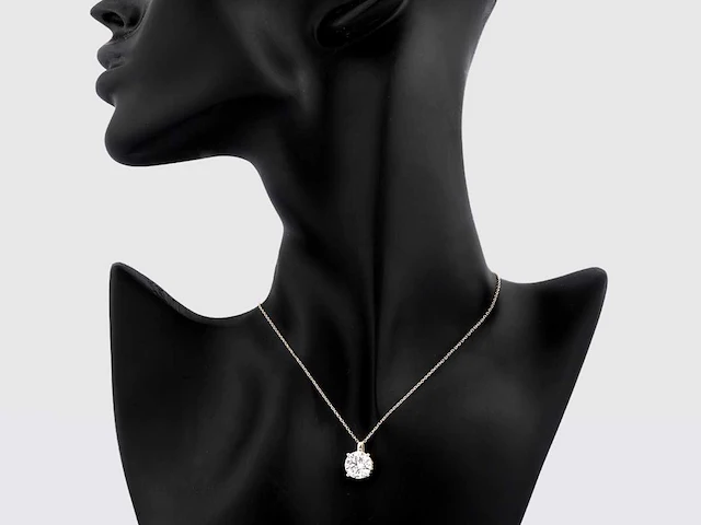 14 kt yellow gold pendant with 2 cts lab grown diamond - afbeelding 8 van  8