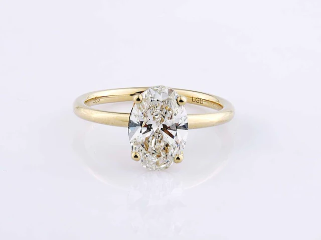 14 kt yellow gold ring with 2.0 cts lab grown diamond (size-eu-55) - afbeelding 1 van  7