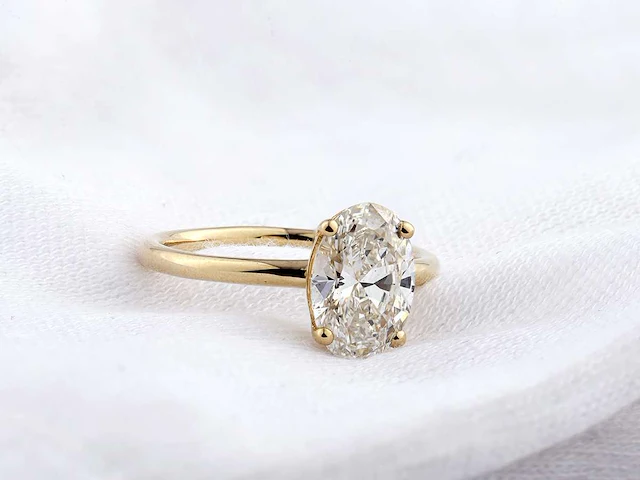 14 kt yellow gold ring with 2.0 cts lab grown diamond (size-eu-55) - afbeelding 5 van  7