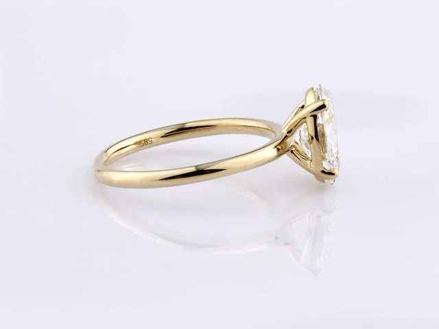 14 kt yellow gold ring with 2.0 cts oval cut lab grown diamond (size-eu-54) - afbeelding 4 van  6