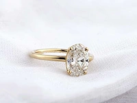 14 kt yellow gold ring with 2.0 cts oval cut lab grown diamond (size-eu-54) - afbeelding 6 van  6