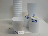 14 x pvc drinkbeker wit met blauwe print - afbeelding 3 van  3