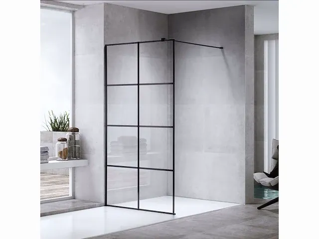 140x200 kare inloopdouche met mat zwart frame - afbeelding 1 van  6