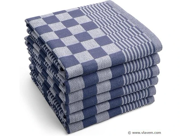 144x prof. horeca theedoek 72x blauw/72x zwart- 65x65cm - afbeelding 1 van  2
