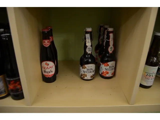 15 fl. bier st.hubertus hop 33cl, 6 fl. de maeght van gottem 33cl, 4 fl. de bie velo bier 33cl, 2 fl. dormaal new tildonk 33cl, 3 fl. zurre kriek 33cl, 7 fl. julia sunny joy 33cl, 5 fl. the birth 33cl - afbeelding 25 van  30