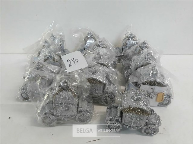 15 x hangdeco pvc koets zilver 2 assorti 9 x 7 cm - afbeelding 1 van  3