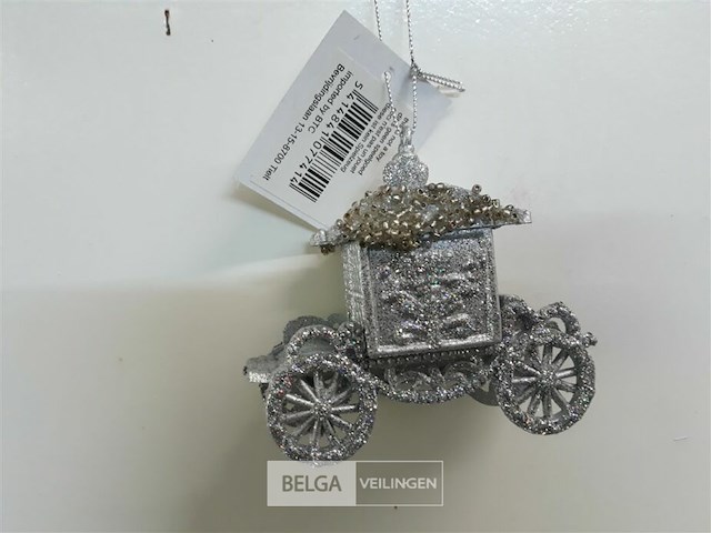 15 x hangdeco pvc koets zilver 2 assorti 9 x 7 cm - afbeelding 3 van  3