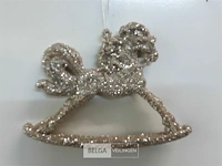 15 x hangdeco schommelpaard goud glitter 15x11 cm - afbeelding 3 van  3