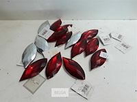 15 x hangdeco traan 10 cm zilver/rood - afbeelding 2 van  3