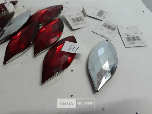 15 x hangdeco traan 10 cm zilver/rood - afbeelding 3 van  3