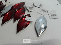 15 x hangdeco traan 10 cm zilver/rood - afbeelding 3 van  3