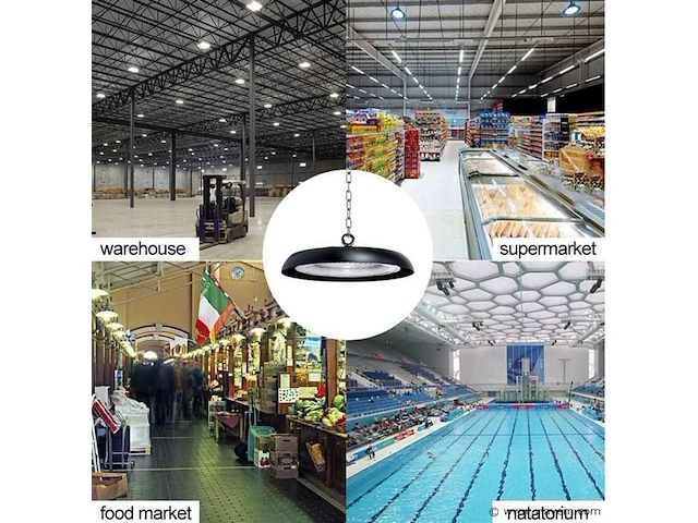 15 x highbay led slim 150w – 6500k koud wit – ufo ip65 waterdicht – 19.500 lm – zwart - afbeelding 1 van  5