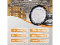 15 x highbay led slim 150w – 6500k koud wit – ufo ip65 waterdicht – 19.500 lm - afbeelding 1 van  4
