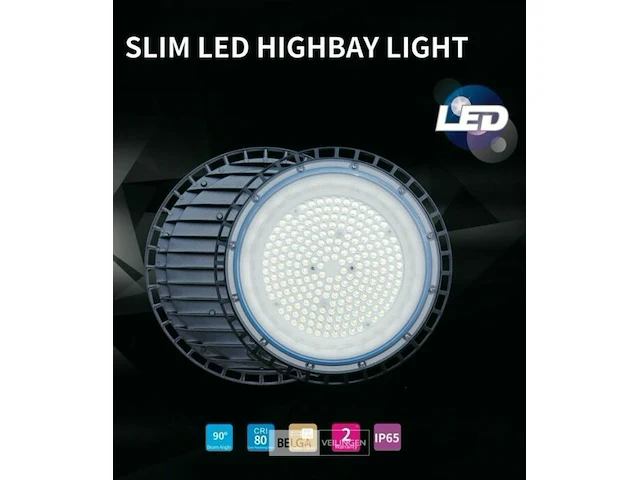 15 x highbay slim 100w - 110lm/w - ip65 - koud wit 6400k - afbeelding 4 van  6