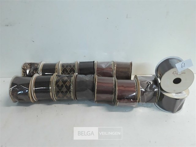 15 x kerstlint 5 cm x 2,74 m bruin - afbeelding 1 van  3