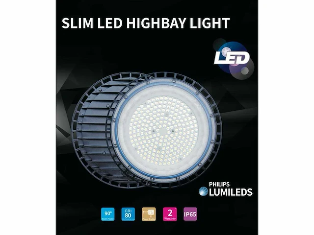 15 x led highbay slim 100w - philips lumileds - 110lm/w - koud wit 6500k - afbeelding 3 van  4