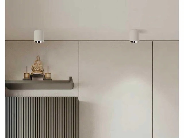 15 x opbouwarmatuur gu10 – cilindrisch – wit / chroom – binnen – ø74 x 104 mm – ip20 - afbeelding 1 van  3