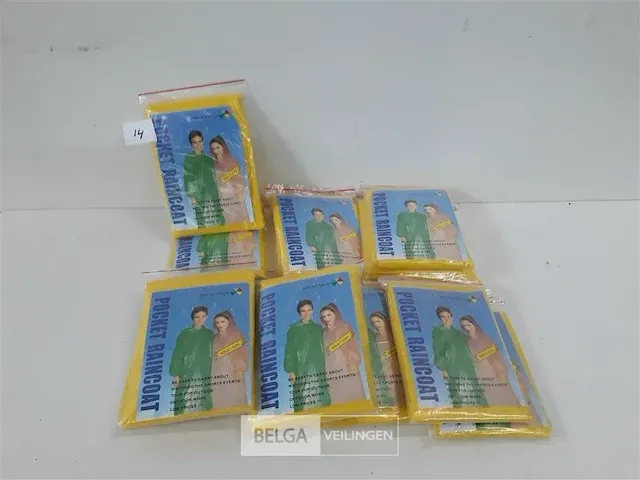 15 x wegwerp regenjas pvc adult size - afbeelding 1 van  3