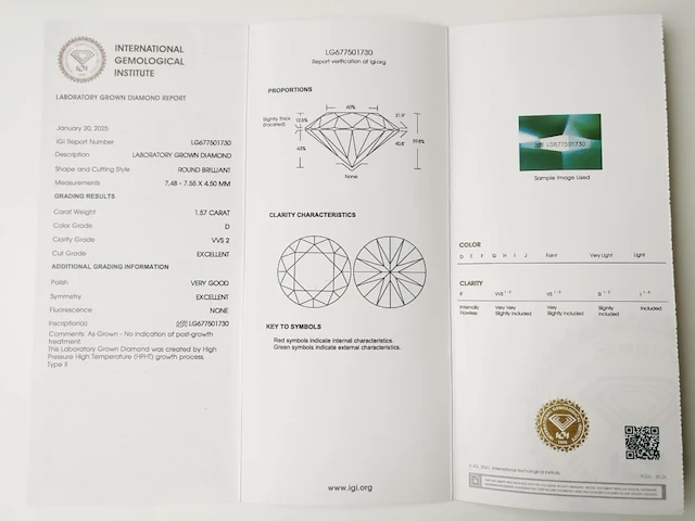 1.57ct d vvs2 with igi certificate - afbeelding 4 van  4