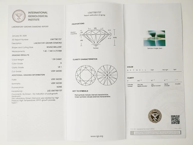 1.59ct d vs1 with igi certificate - afbeelding 4 van  4