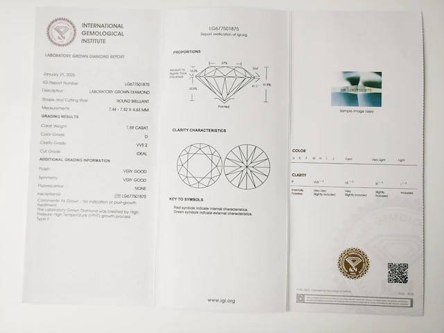 1.59ct d vvs2 with igi certificate - afbeelding 4 van  4