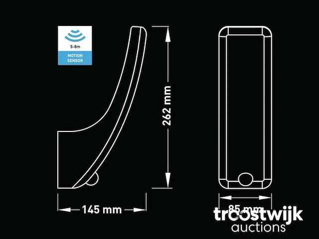 15w led wandlamp gebogen zand zwart warm wit met sensor waterdicht - afbeelding 3 van  4