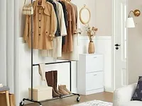 15x kledingrek met wieltjes - zwart - 130x49x198 - afbeelding 2 van  6
