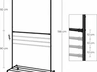 15x kledingrek met wieltjes - zwart - 130x49x198 - afbeelding 3 van  6