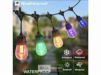 16 x 10 meter rgb led lichtslinger – e27 – waterdicht ip65 – binnen & buiten - afbeelding 1 van  5
