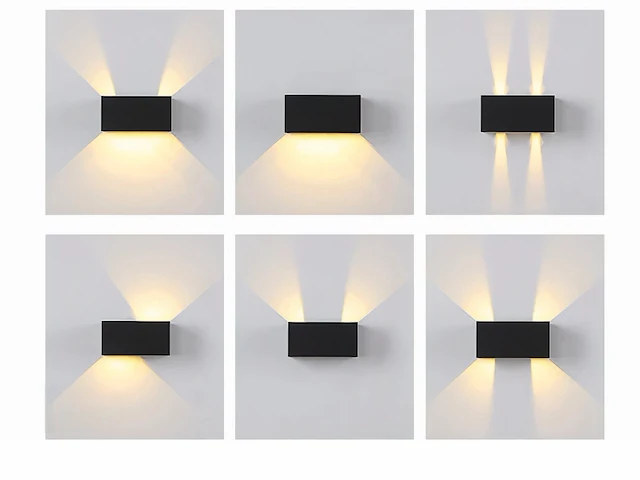 16 x 12w led zwart wandlamp 4 licht verstelbaar waterdicht - afbeelding 2 van  7