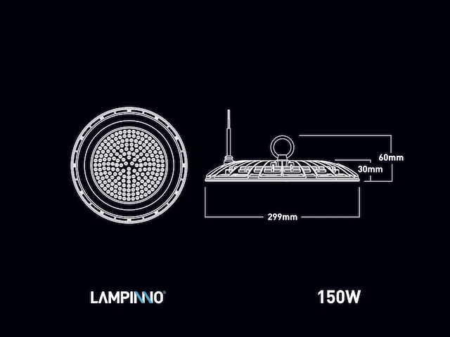 16 x 150w 6500k led ufo highbay slim waterdicht met lens - afbeelding 7 van  8